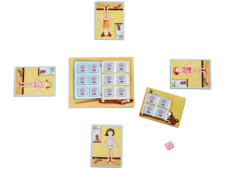 Любимая одежда Лилли  ( 300176), 4 картонных поля, карточки, деревянный кубик 